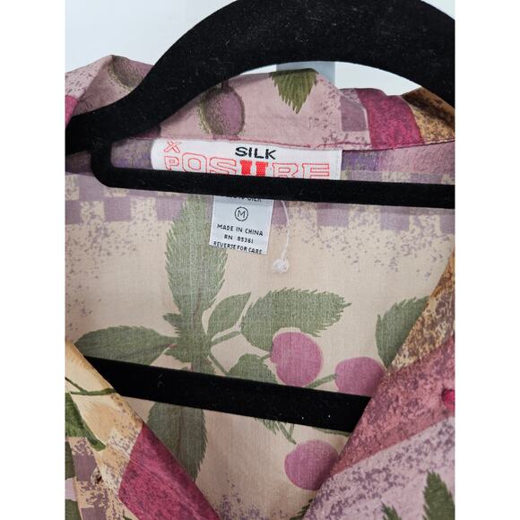 Silk Xposure Womens Sz M 100% Silk Long Sleeve Button Up Blouse Floral - Picture 3 of 4